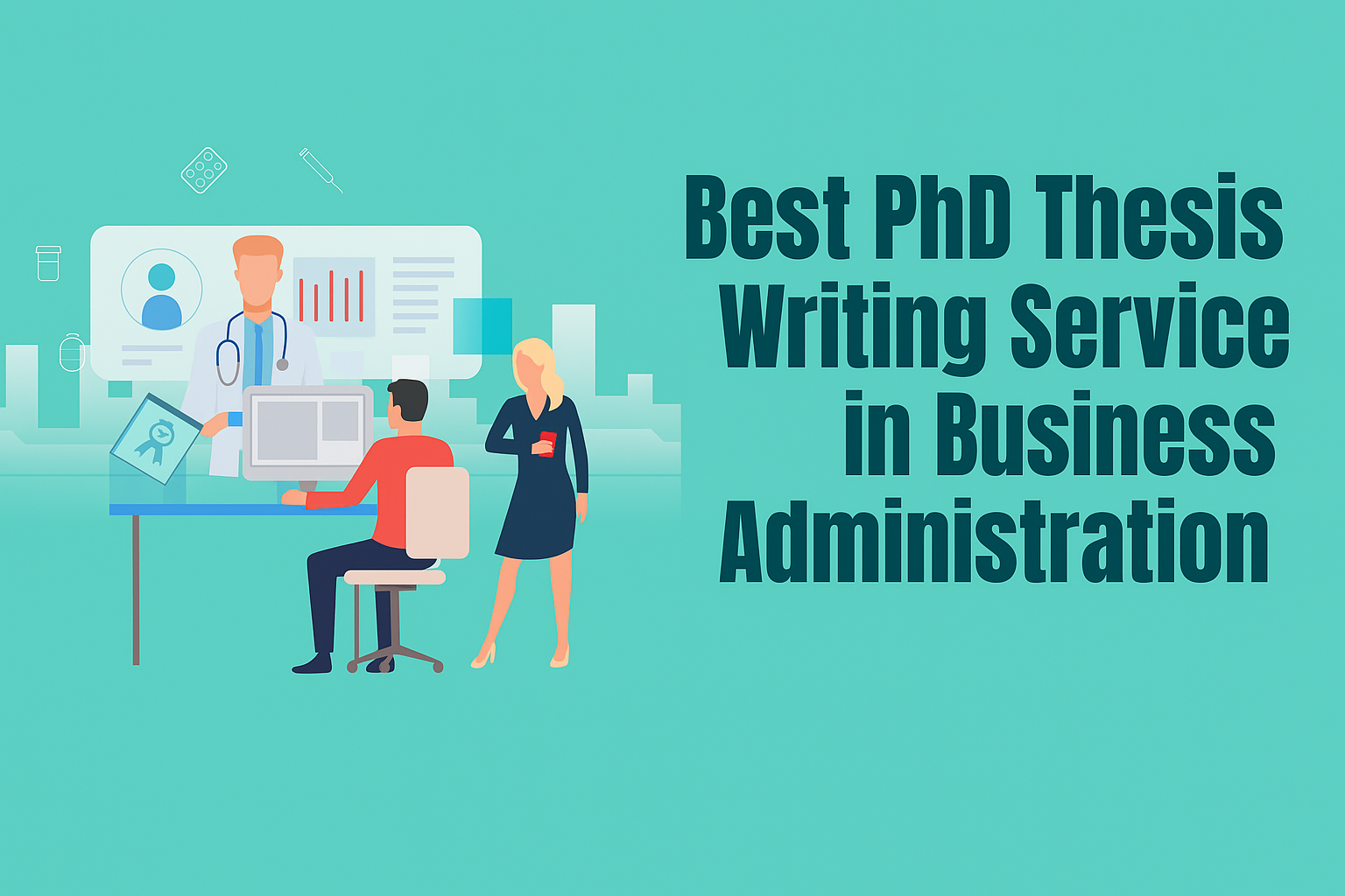 Best PhD Thesis Writing Service in Business Administration – professional PhD mentors and business researchers collaborating on data analysis and thesis writing at Qundeel.com