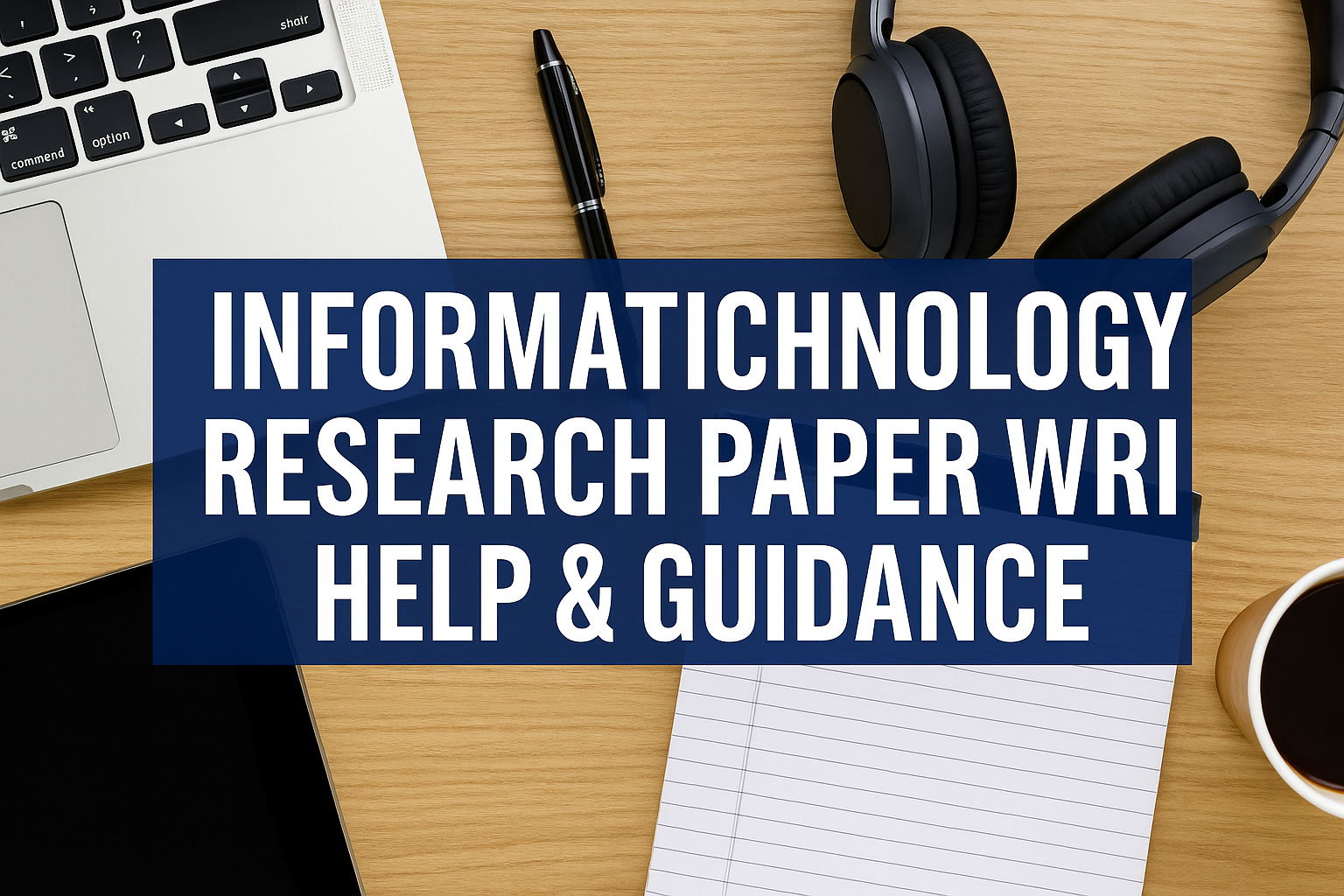 Professional academic workspace with laptop, research data, and digital charts representing Information Technology research paper writing help and guidance by Qundeel.com