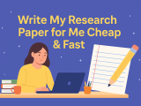 University student writing a research paper on laptop surrounded by books and coffee – affordable and fast academic writing help by Qundeel.com