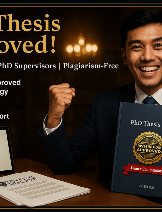 Malaysian postgraduate student celebrating thesis progress with online guidance from Qundeel Academic Consultancy